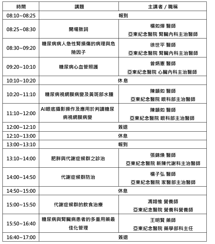 【研討會訊息】20260613 糖腎心整合照護研討會活動資訊及參訓名單
